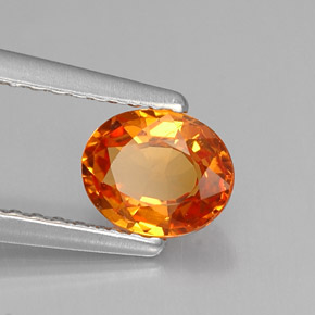 Safira laranja natural 0,79ct, corte oval, VVS-VS