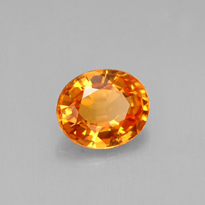 Safira laranja natural 0,76ct, corte oval, IF