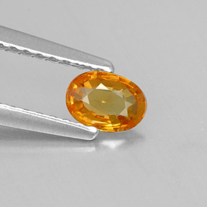 Safira amarelo natural 0,28ct, corte oval, VS