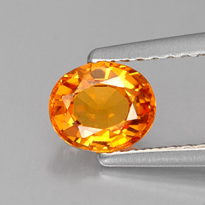 Safira laranja natural 0,82ct, corte oval, VVS-VS