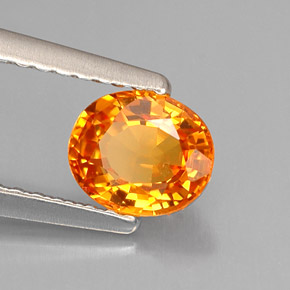 Safira laranja natural 0,82ct, corte oval, VVS-VS