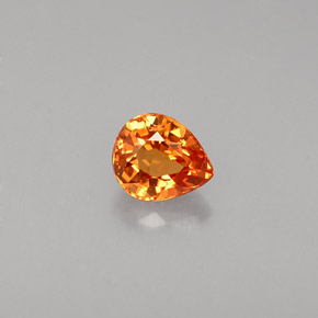 Safira laranja natural 0,61ct, formato de pêra, VVS