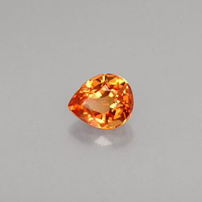 Safira laranja natural 0,61ct, formato de pêra, VVS