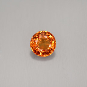 Safira laranja natural 0,58ct, corte redondo, VVS-VS
