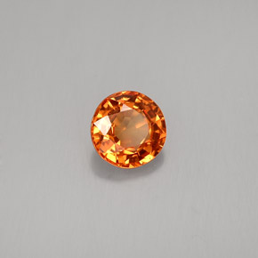 Safira laranja natural 0,58ct, corte redondo, VVS-VS