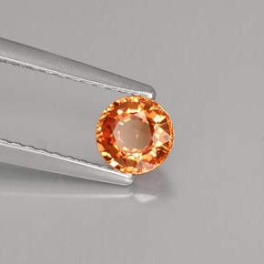 Safira laranja natural 0,57ct, corte redondo, VVS