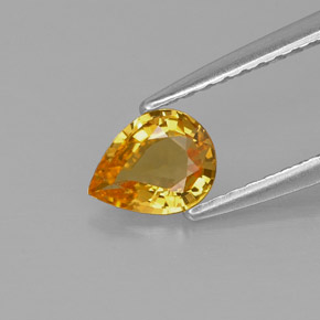 Safira amarelo natural 0,54ct, formato de pêra, VVS