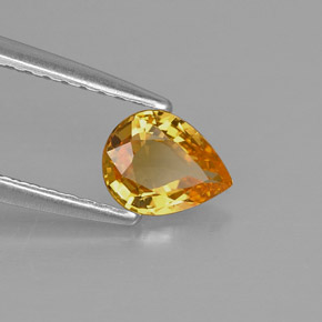 Safira amarelo natural 0,54ct, formato de pêra, VVS