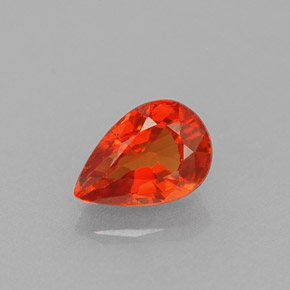 Safira laranja natural 0,64ct, formato de pêra, VS