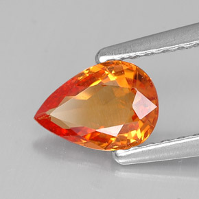 Safira laranja natural 0,72ct, formato de pêra, VVS-VS