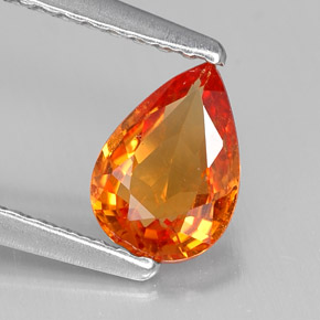 Safira laranja natural 0,72ct, formato de pêra, VVS-VS