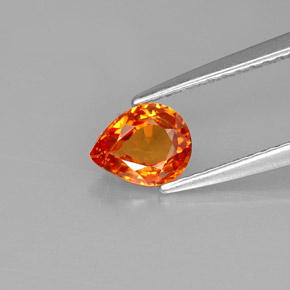 Safira laranja natural 0,73ct, formato de pêra, VVS