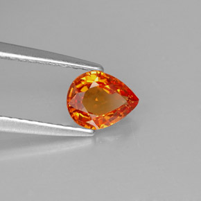Safira laranja natural 0,73ct, formato de pêra, VVS