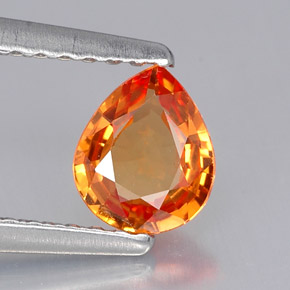 Safira laranja natural 0,60ct, formato de pêra, VVS-VS