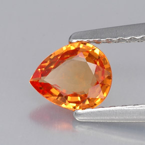 Safira laranja natural 0,60ct, formato de pêra, VVS-VS