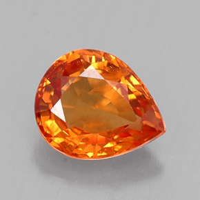 Safira laranja natural 0,70ct, formato de pêra, VS