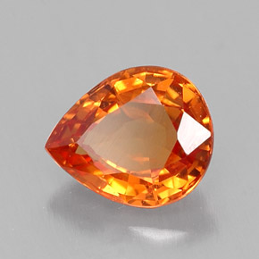 Safira laranja natural 0,70ct, formato de pêra, VS