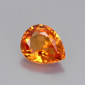 Safira laranja natural 0,69ct, formato de pêra, VVS-VS