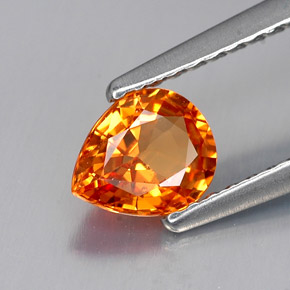 Safira laranja natural 0,69ct, formato de pêra, VVS-VS