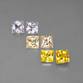 Pedras preciosas de safira multicolorido natural de  ct, quadrado, VVS-VS