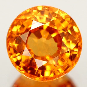 Safira laranja natural 0,98ct, corte redondo, VS