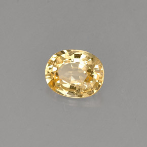 Safira amarelo natural 0,44ct, corte oval, VVS
