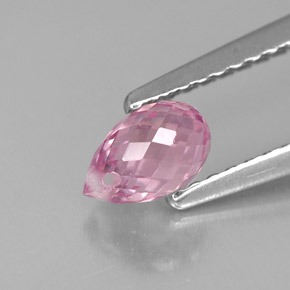 Safira rosa natural 0,90ct, briolete, VVS-VS