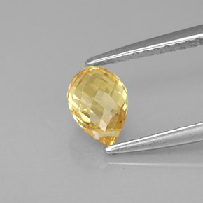 Safira amarelo natural 1,22ct, briolete, VS