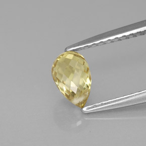 Safira amarelo natural 1,00ct, briolete, VVS-VS