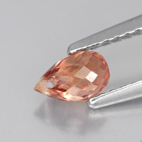 Safira laranja natural 0,76ct, briolete, VVS-VS