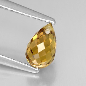Safira amarelo natural 1,11ct, briolete, VVS-VS