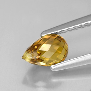 Safira amarelo natural 1,11ct, briolete, VVS-VS