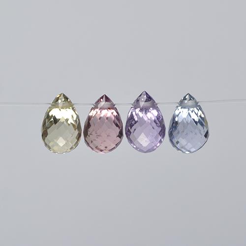 Pedras preciosas de safira multicolorido natural de 2,61 ct, briolete, VVS-VS