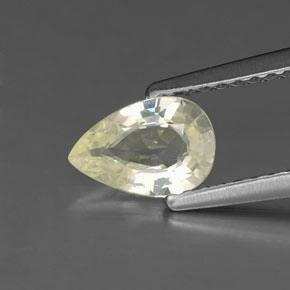 Safira amarelo natural 0,81ct, formato de pêra, VS