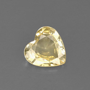 Safira amarelo natural 0,59ct, formato de coração, VS