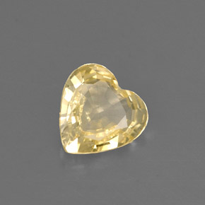 Safira amarelo natural 0,59ct, formato de coração, VS