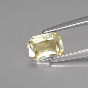 Safira amarelo natural 0,77ct, corte esmeralda, VVS