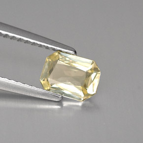 Safira amarelo natural 0,77ct, corte esmeralda, VVS
