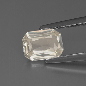 Safira branco natural 0,87ct, corte esmeralda, VVS-VS