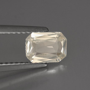 Safira branco natural 0,87ct, corte esmeralda, VVS-VS