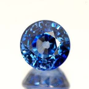 Safira azul natural 1,60ct, corte redondo, VS-SI