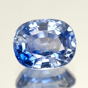Safira azul natural 1,32ct, almofada cortada, VVS-VS