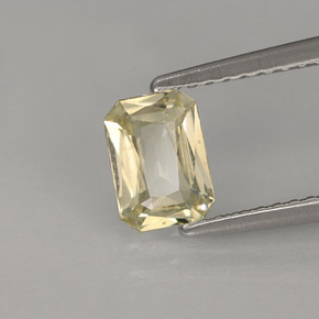 Safira amarelo natural 0,90ct, corte esmeralda, VS-SI