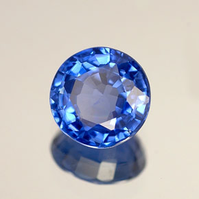 Safira azul natural 0,99ct, corte redondo, VS