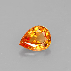 Safira laranja natural 0,59ct, formato de pêra, VVS