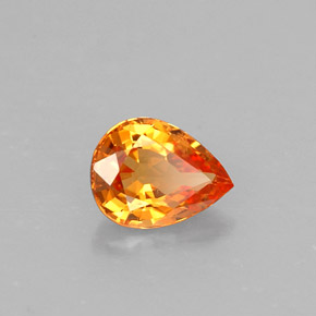 Safira laranja natural 0,59ct, formato de pêra, VVS