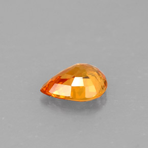 Safira laranja natural 0,59ct, formato de pêra, VVS
