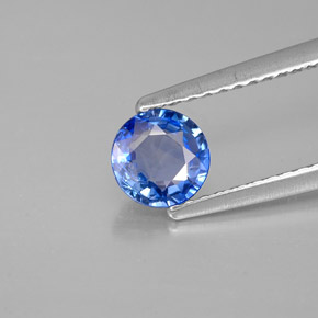 Safira azul natural 0,69ct, corte redondo, VS