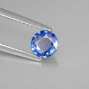 Safira azul natural 0,69ct, corte redondo, VS