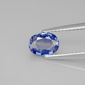Safira azul natural 1,00ct, corte oval, VVS